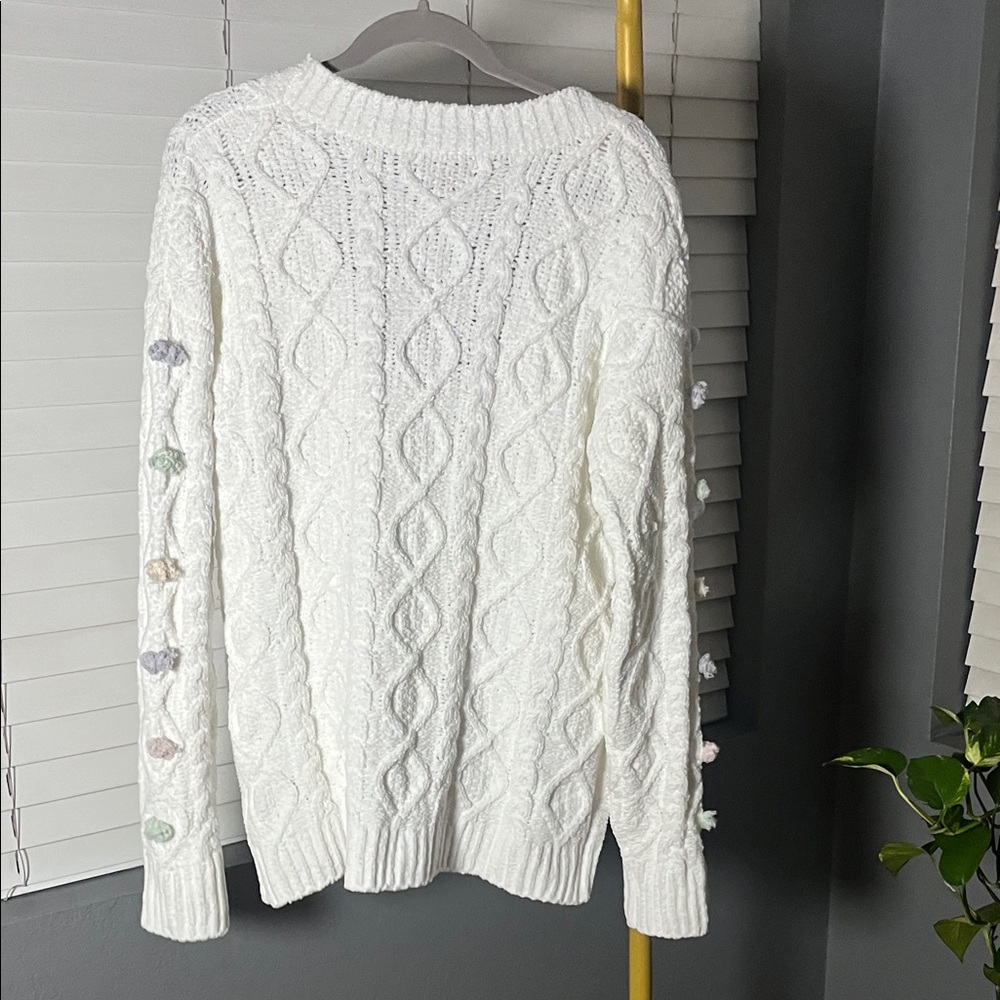 POL White Cable Knit Cardigan with Pastel Details - Picture 5 of 6